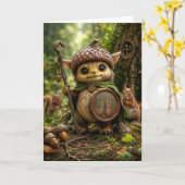 Eikelbewaker Schattig Bosmonster Kaart (Gele Bloem)