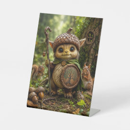 Eikelbewaker Schattig Bosmonster Reclamebord Met Voetstuk