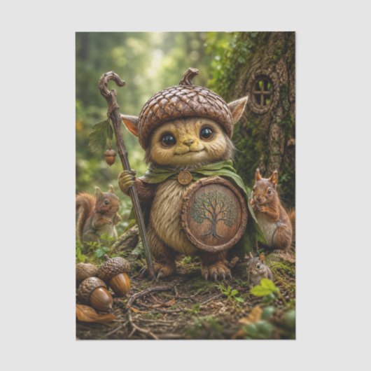 Eikelbewaker Schattig Bosmonster Tissuepapier (Voorkant)