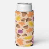 Eikels en bladeren patroon bruin seltzer blikjeskoeler (Seltzer Voorkant)