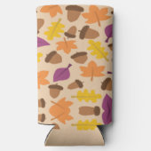 Eikels en bladeren patroon bruin seltzer blikjeskoeler (Achterkant)