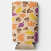 Eikels en bladeren patroon bruin seltzer blikjeskoeler (Voorkant)