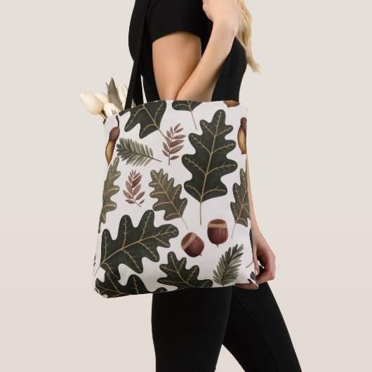Eikels en bladeren Shopping Errand Canvas tas (Dichtbij)