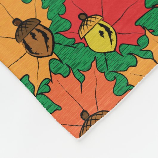 Eikels en bladeren VI Fleece Deken (Hoek)