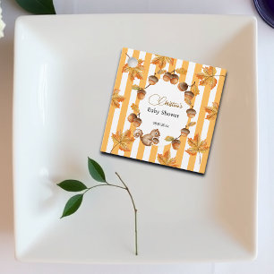 Eikels en Eekhoorn Herfst Plaids Baby shower Bedankjes Labels