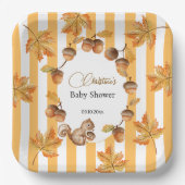 Eikels en Eekhoorn Herfst Plaids Baby shower Papieren Bordje (Voorkant)