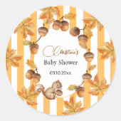 Eikels en Eekhoorn Herfst Plaids Baby shower Ronde Sticker (Voorkant)