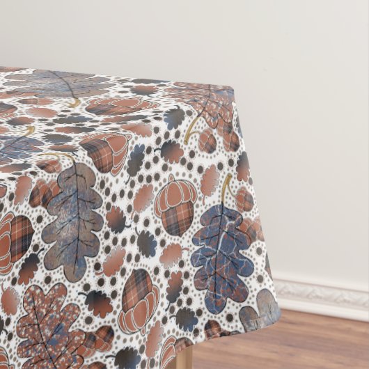 Eikels en eikenbladeren Macro Blauw Bruin Herfst Tafelkleed (Voorbeeld)