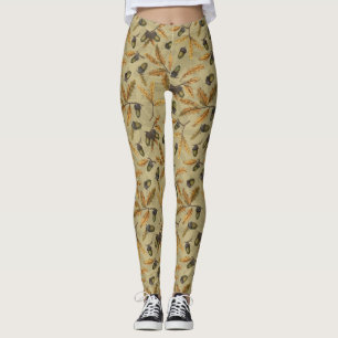 Eikels en eikenbladeren op ecru leggings