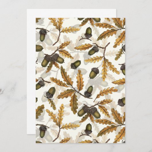 Eikels en eikenbladeren op gebroken wit (Voorkant / Achterkant)