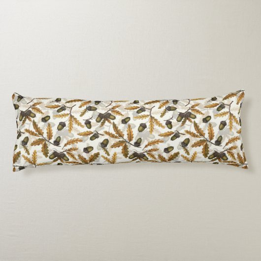 Eikels en eikenbladeren op gebroken wit lichaamskussen (Achterkant)