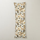 Eikels en eikenbladeren op gebroken wit lichaamskussen (Achterkant (Verticaal))