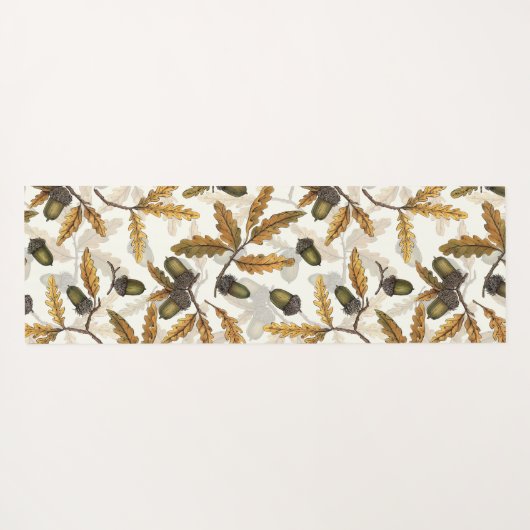 Eikels en eikenbladeren op gebroken wit yogamat (Achterkant (horizontaal))