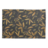 Eikels en eikenbladeren op zwart kussensloop (Achterkant-Links)