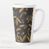 Eikels en eikenbladeren op zwart latte mok (Rechts)