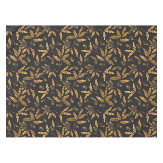 Eikels en eikenbladeren op zwart tafelkleed (Voorkant (Horizontaal))