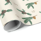 Eikels en pijnboomtakken cadeaupapier (Rol Hoek)