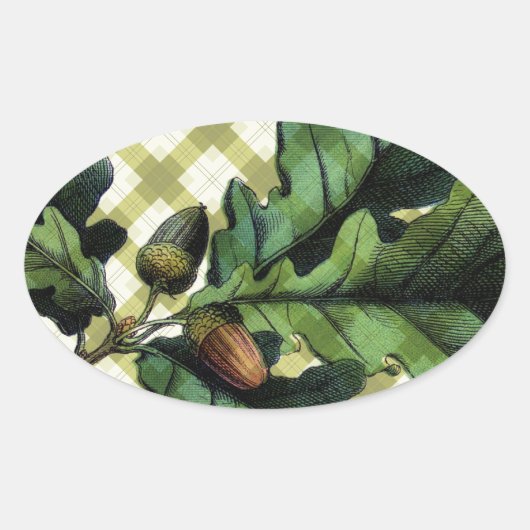 Eikels en Plaid Ovale Sticker (Voorkant)