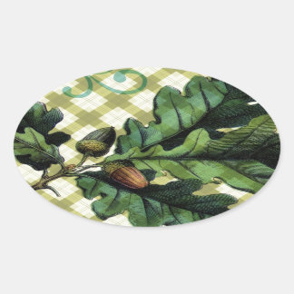 Eikels en Plaid Ovale Sticker