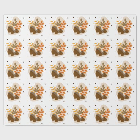 Eikels Herfst Autumn Wall Art Cadeaupapier (Vlak)