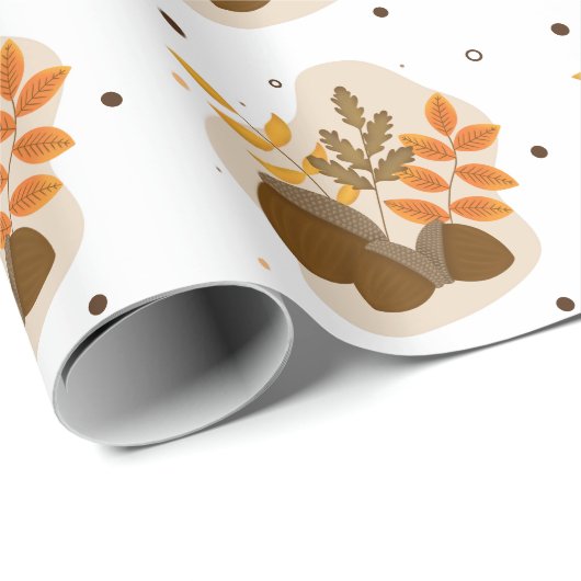 Eikels Herfst Autumn Wall Art Cadeaupapier (Rol Hoek)