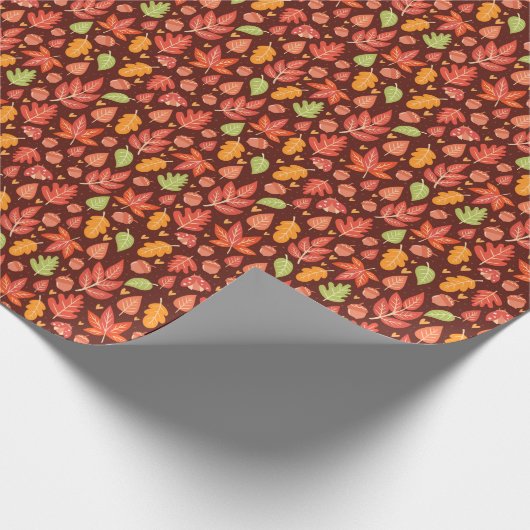 Eikels, herfstbladeren, bosbehang cadeaupapier (Hoek)