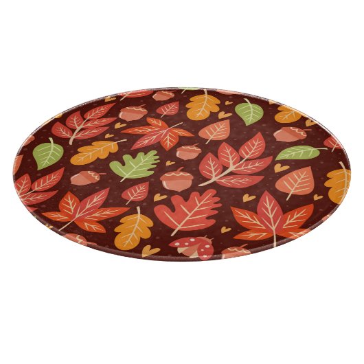 Eikels, herfstbladeren, bosbehang snijplank (Hoek)