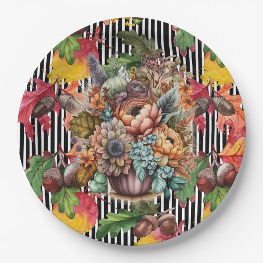 Eikels in de herfst papieren bordje (Voorkant)