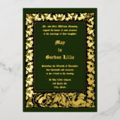 Eikels Konijn & Eekhoorn Foliage Rand Bruiloft Folie Uitnodiging (Voorkant)