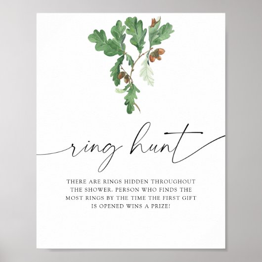 Eikels zoeken op bruiloft - ring zoek spel poster (Voorkant)