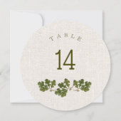  eiken bladeren burlap textuur tafelnummers (Achterkant)