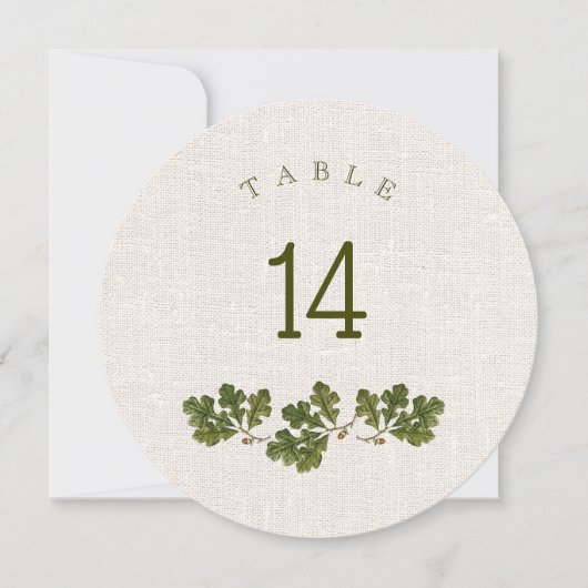  eiken bladeren burlap textuur tafelnummers (Voorkant)