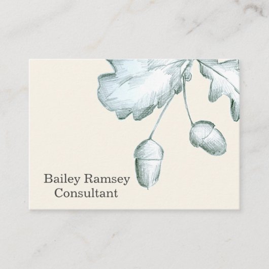 Eiken bladeren eikels botanische potlood tekening visitekaartje (Voorkant)