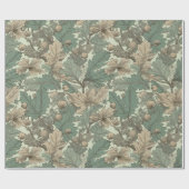 eiken bladeren patroon cadeaupapier (Vlak)