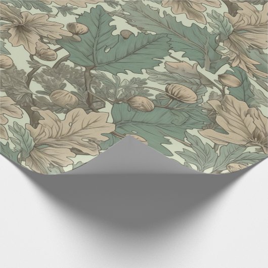 eiken bladeren patroon cadeaupapier (Hoek)