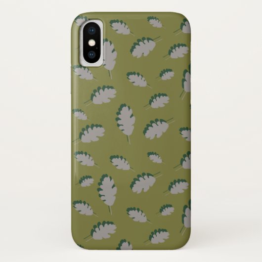 Eiken bladeren patroon guacomole grijs Case-Mate iPhone case (Achterkant)