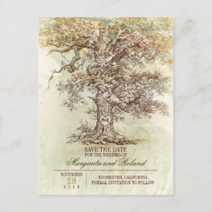  eiken boom bewaar de datum briefkaarten