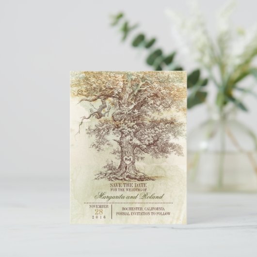 eiken boom bewaar de datum briefkaarten (Staand voorkant)