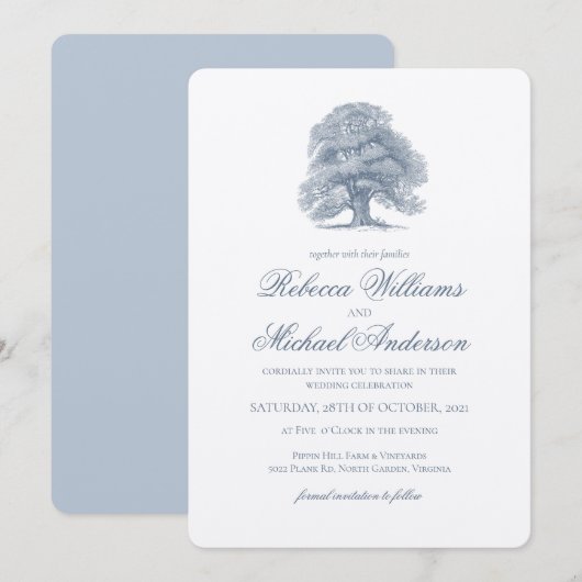 eiken boom bruiloft uitnodiging (Voorkant / Achterkant)