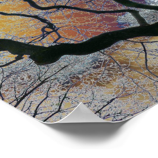 Eiken boom in vroege lente, gekleurde lucht bewerk poster (Hoek)