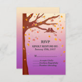 Eiken boom liefde vogels harten bruiloft RSVP lief (Voorkant / Achterkant)