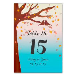 Eiken boom lovebirds harten tafel nummers love1 kaart