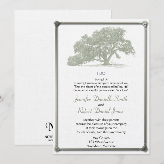 Eiken Boom Plantage bruiloft uitnodiging (Voorkant / Achterkant)