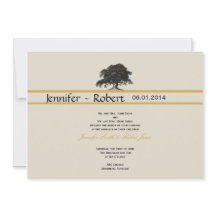 Eiken boom plantage in gouden bruiloft uitnodiging
