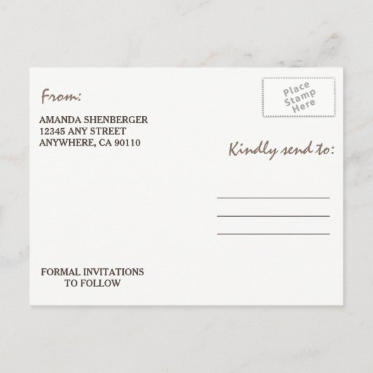  eiken boom rustieke lichten opslaan van de datum  aankondigingskaart (Achterkant)