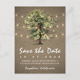  eiken boom rustieke lichten opslaan van de datum  aankondigingskaart