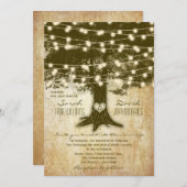 eiken boom rustieke string verlichting bruiloft kaart (Voorkant / Achterkant)