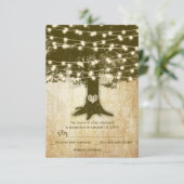 eiken boom rustieke string verlichting bruiloft R RSVP Kaartje (Staand voorkant)
