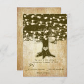 eiken boom rustieke string verlichting bruiloft R RSVP Kaartje (Voorkant / Achterkant)