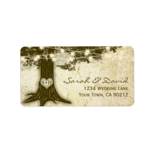 eiken boom string lampjes bruiloft etiket